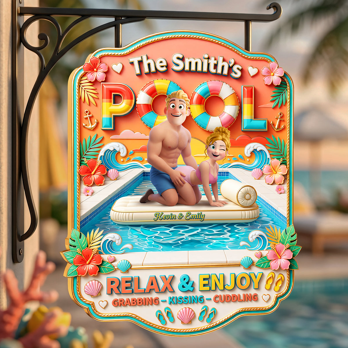 Funny Couple Pool Metal Sign - Personalized Gifts For Couple 03tota190626 - Metal Signs - GoDuckee