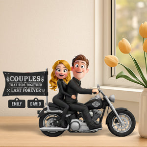 Biker Couple Acrylic Plaque - Personalized Gifts For Couples 05kiqn151225 - Shaped Plaques - GoDuckee