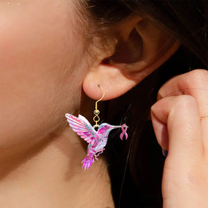 Personalized Gifts For Her, Hummingbird Breast Cancer Earrings 02tgmg280825 - Earrings - GoDuckee