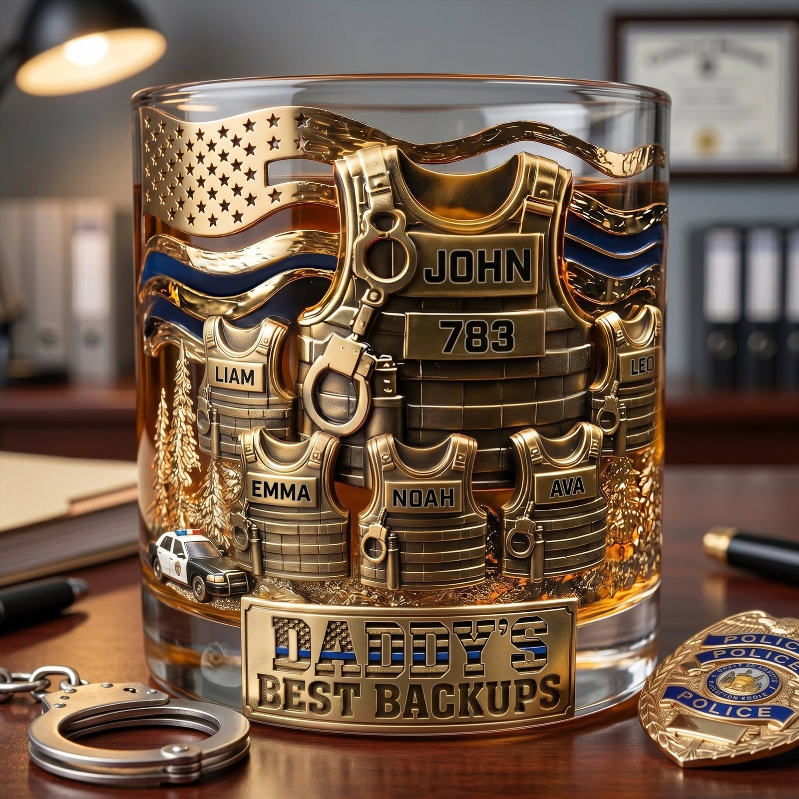 Legendary Police Dad Round Glass, Personalized Gifts For Police Officer, Sheriff, Captain Dad 04qhlu270526 - Glass - GoDuckee