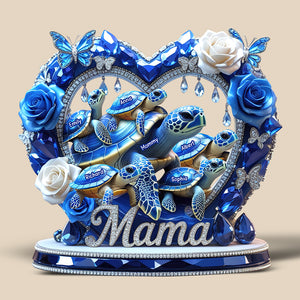 Mama Turtle Plaque - Personalized Gift For Mother 02XQQN240425 - Shaped Plaques - GoDuckee