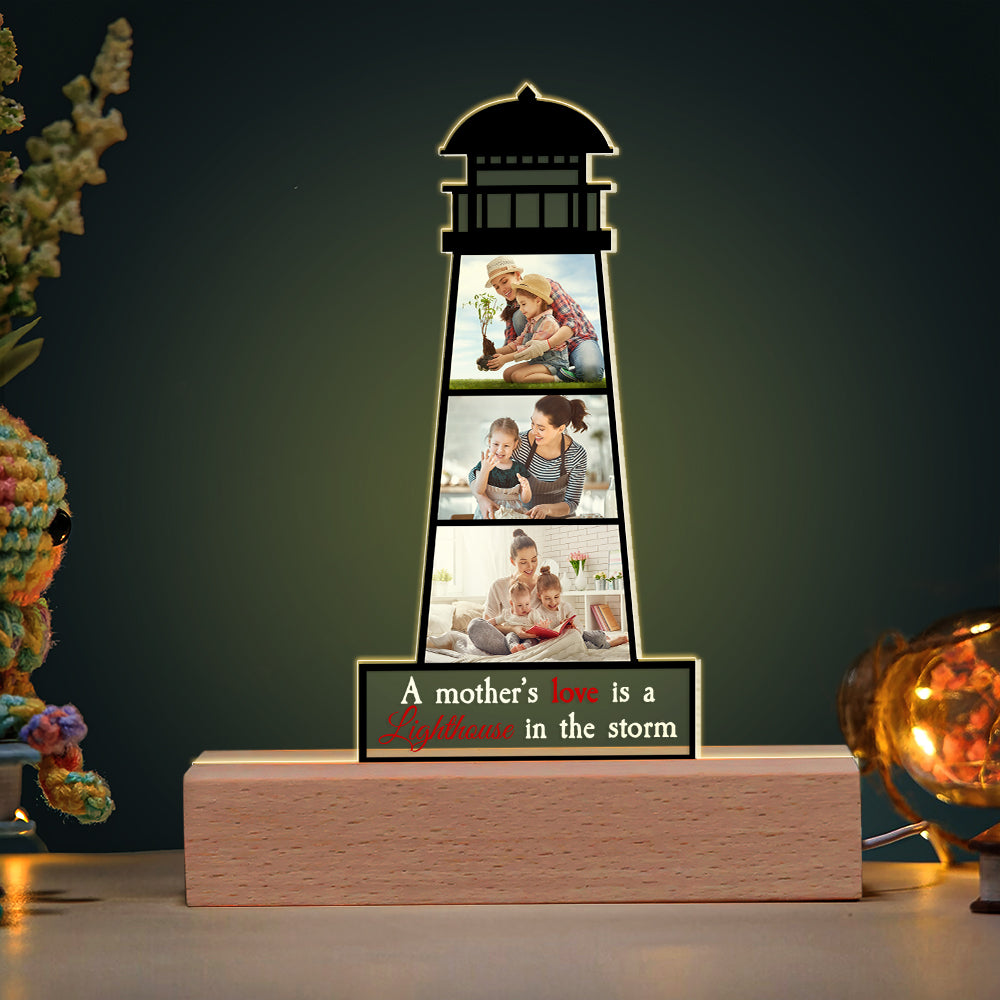 Custom Photo Gifts For Mom LED Light A Mother's Love Is A Lighthouse In The Storm Motherr's Day Gifts - Led Lights - GoDuckee
