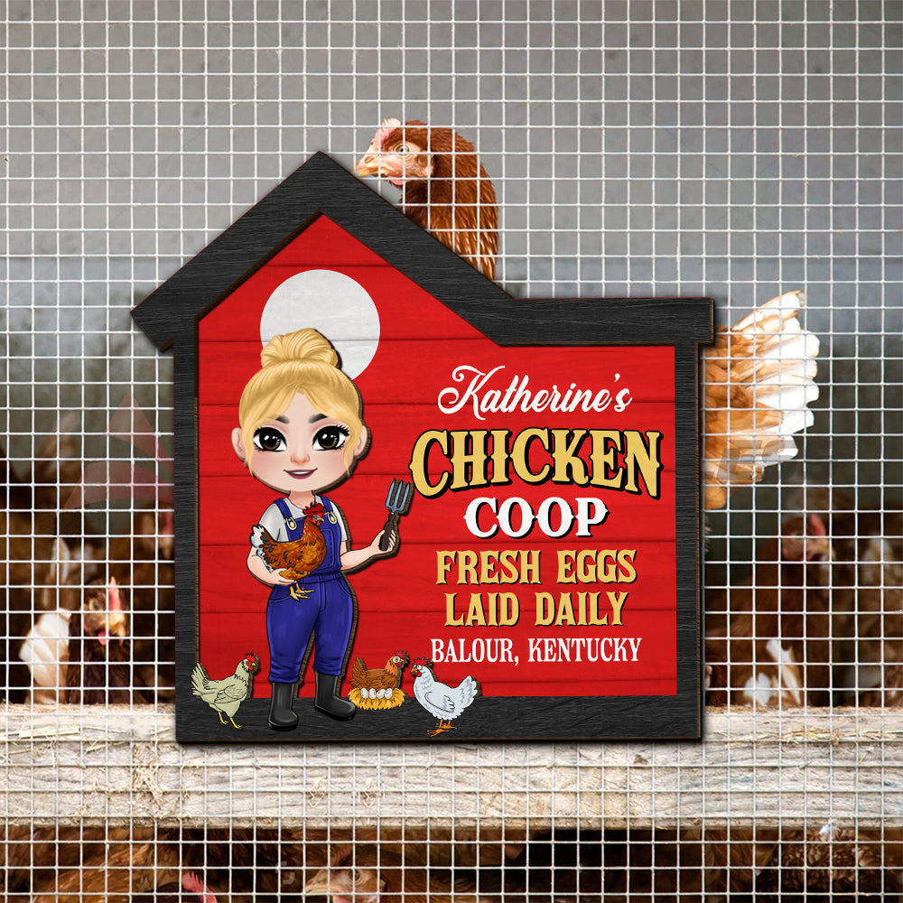 Personalized Gifts For Farmers Wood Sign 04xqtn170225hh Chicken Coop Fresh Eggs Laid Daily - Wood Sign - GoDuckee