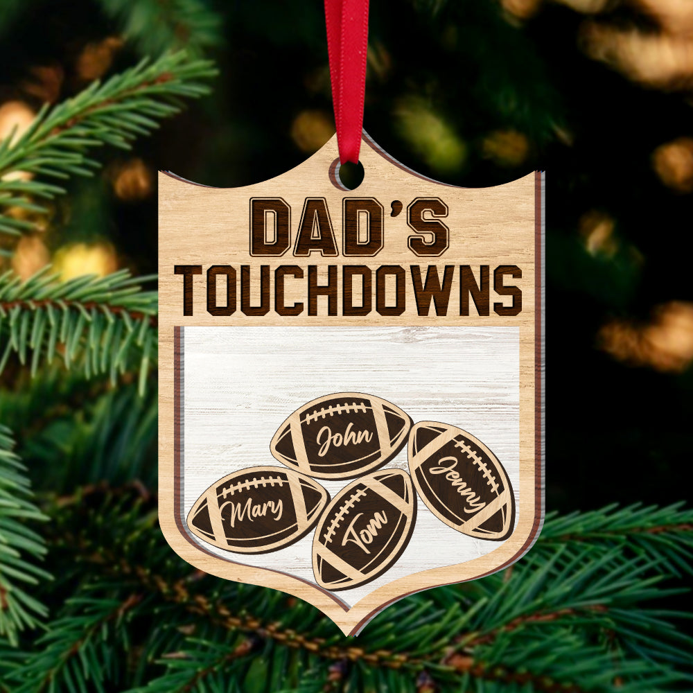 Dad's Touchdowns, Personalized Christmas Shaker Ornament, American Football, Gift For Dad/Grandpa - Ornament - GoDuckee