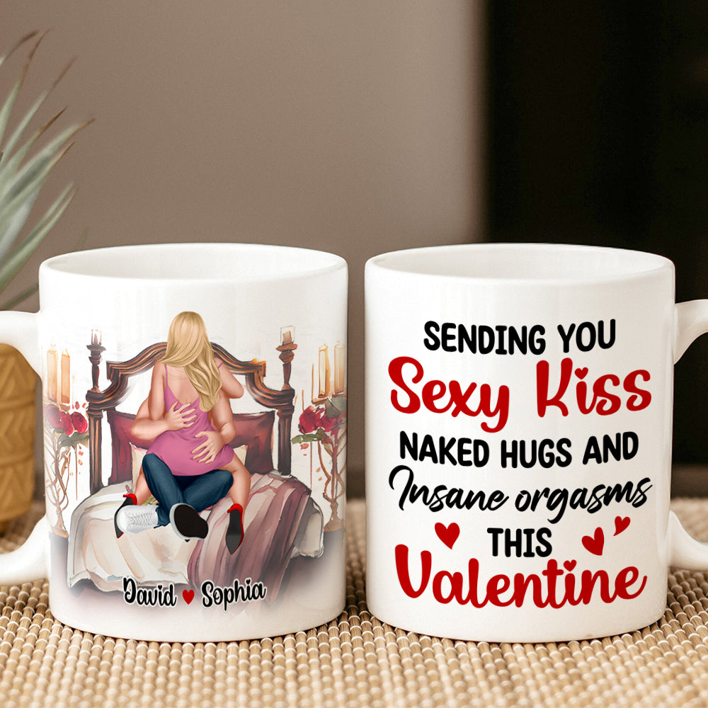 Sending You Sexy Kiss This Valentine, Personalized Coffee Mug, Funny Gift For Couple, Valentine's Gifts - Coffee Mug - GoDuckee