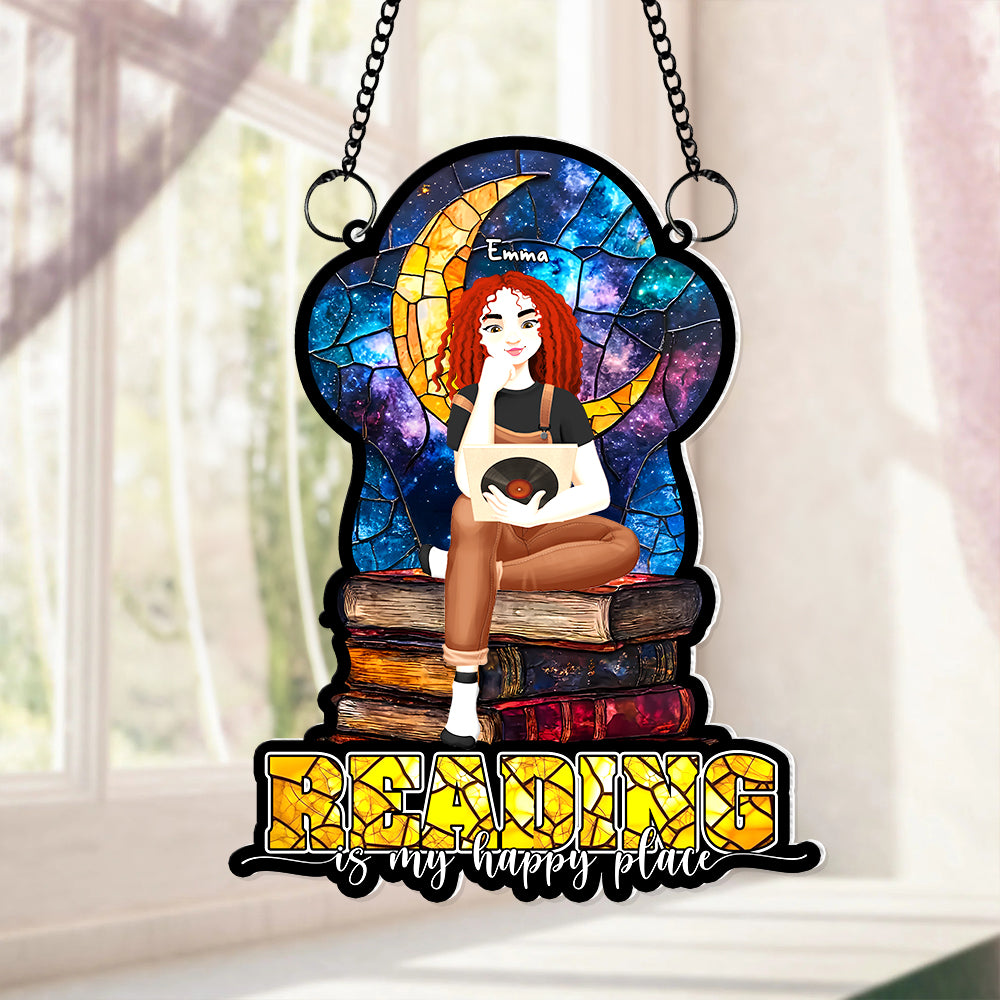 Personalized Gifts For Book Lovers Acrylic Suncatcher Reading Happiness 03XQLU041224PA - Ornament - GoDuckee