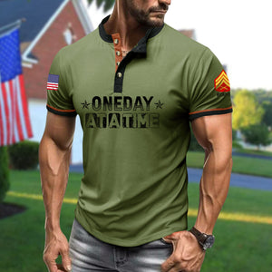 Custom Military Rank Gifts For Veteran Lapel Shirt One Day At A Time 02toqn110724 - Shirts - GoDuckee