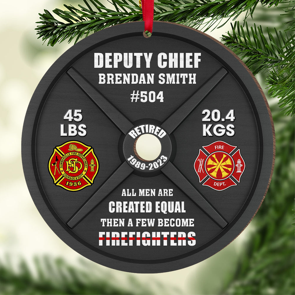 Personalized Gifts For Firefighter Wood Ornament, Weight Plate 05qhqn151024 - Ornament - GoDuckee