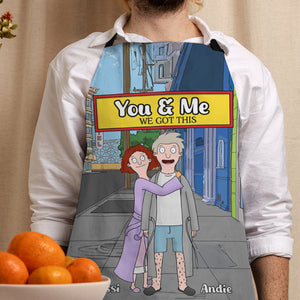 Personalized Gifts For Couple Apron Cartoon Lover 05XQLU251224HG - Aprons - GoDuckee