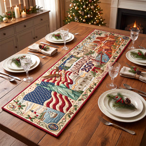USA 250th Christmas Quilted Table Runner Personalized Gifts 01PADH220826