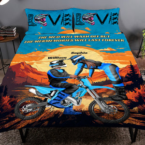 Personalized Gifts For Motocross Couple Quilt Bed Set 03XQDT030724PA - Blanket - GoDuckee