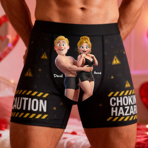 Couple Fun Caution Men Boxer - Personalized Gift For Him 04QHLU160126 - Boxer Briefs - GoDuckee