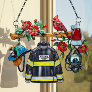 Firefighter Heaven Suncatcher Ornament Personalized Gifts For Firefighter 05OHDT040925 - Ornament - GoDuckee