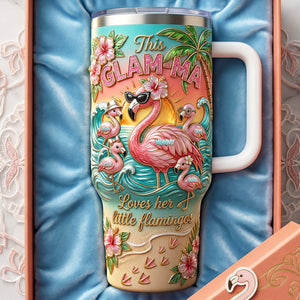 Beach Theme Flamingo Mom And Kids 40oz Tumbler - Personalized Gifts For Mother's Day Tumbler 03PATA070426-Homacus