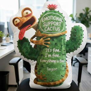 Fun Lizard Hugging Emotional Support Cactus Custom Shape Pillow - Personalized Gifts For Coworker 04qhqn221125 - Pillow - GoDuckee