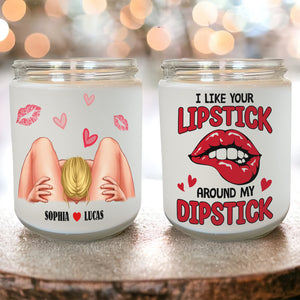 Personalized Gifts for Naughty Couple Scented Candle I Like Your Lipstick Around My Dipstick - Scented Candle - GoDuckee