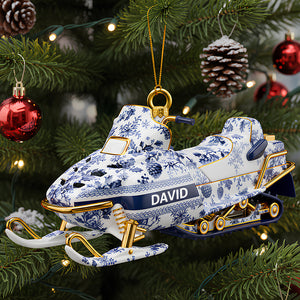 Snowmobile Toile de Jouy Ornament - Personalized Christmas Gifts 01PGDT151025 - Ornament - GoDuckee