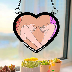 Personalized Gifts For Couple Suncatcher Window Hanging Ornament 035OHMH050624 - Ornaments - GoDuckee