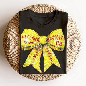 Personalized Gifts For Softball Lover Glitter Shirt Retro Softball Bow 01ACDT170924 - Shirts - GoDuckee