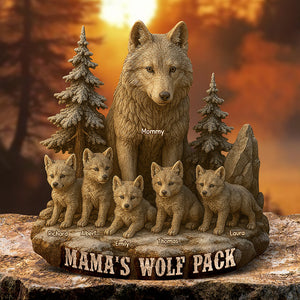 Personalized Gifts For Mama Wolf Acrylic Plaque Mama's Wolf Back 04XQQN030425 - Shaped Plaques - GoDuckee