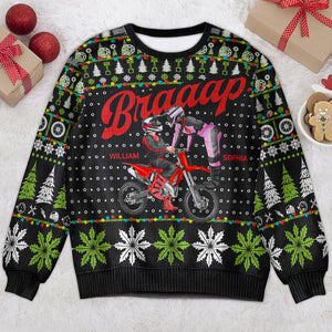 Personalized Gifts For Motorcross Couple Christmas Ugly Sweater 03ACDT041024PA - Ugly Christmas Sweater - GoDuckee