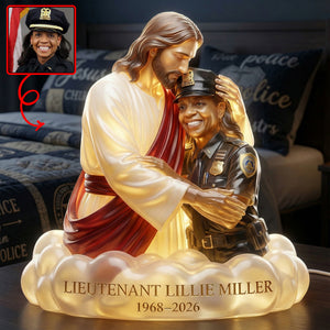 Custom Photo Police Hero Resting In Jesus Arm Light Box, Personalized Gifts For Police Officer, Captain, Sheriff, Detective,... 03QHQN100426 - Light Box - GoDuckee