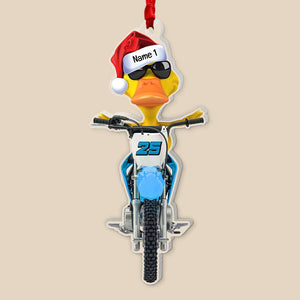 Motocross Duck Couple- Personalized Christmas Ornament - Ornament - GoDuckee