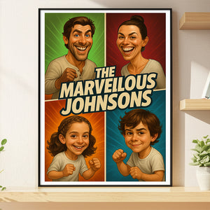 Custom Caricature Photo Personalized Gifts For Family 05natn210825 - Poster & Canvas - GoDuckee