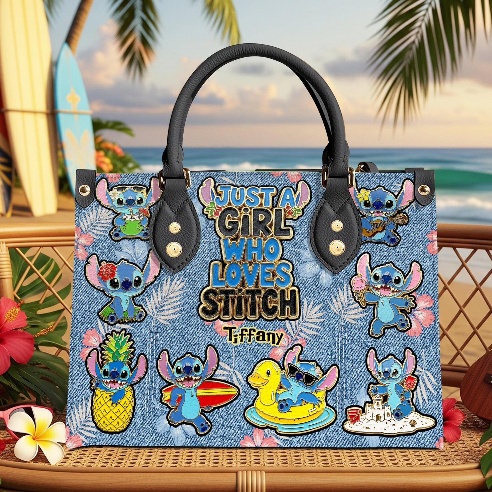 Tropical Cartoon Fan Leather Bag – Personalized Gifts for Cartoon Lovers 02nadt040625 - Leather Bag - GoDuckee