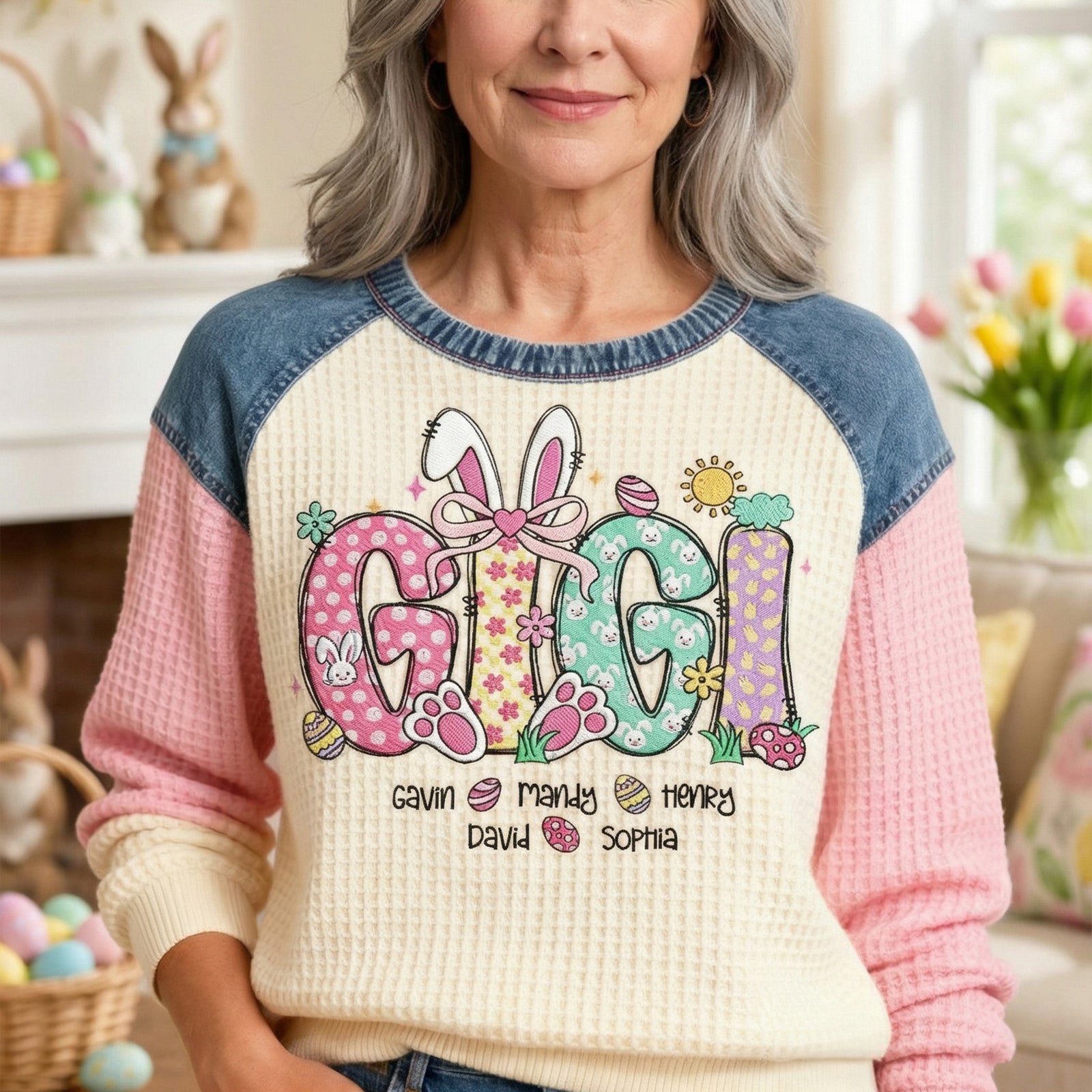 Cute Easter Bunny 3D Sweatshirt - Personalized Gifts For Grandma 01naqn240226 - AOP Products - GoDuckee