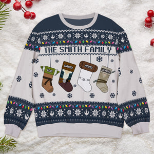 Personalized Gifts For Family Ugly Sweater, Galaxy Family Socks Stocking 03qhtn231024-Homacus