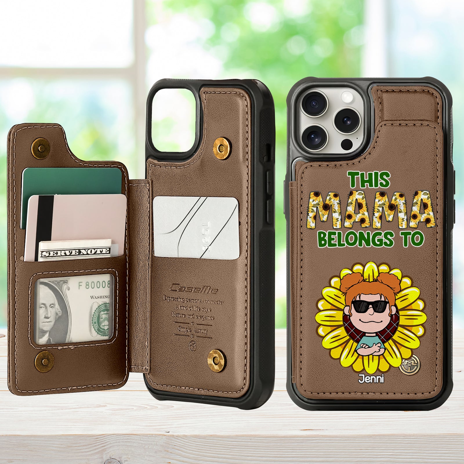 Personalized Leather Flip Wallet Phone Case For Mom, Adorable Sunflower Kids 02XQLU190225HH - Phone Case - GoDuckee