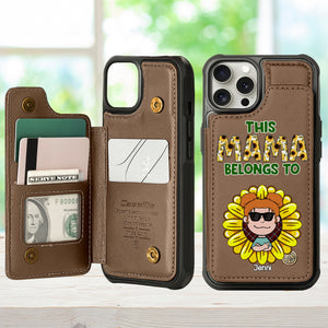 Personalized Leather Flip Wallet Phone Case For Mom, Adorable Sunflower Kids 02XQLU190225HH - Phone Case - GoDuckee