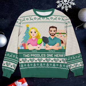 Personalized Christmas Gifts For Couple Love Pickleball Ugly Sweater 03XQQN221024PA - Ugly Christmas Sweater - GoDuckee