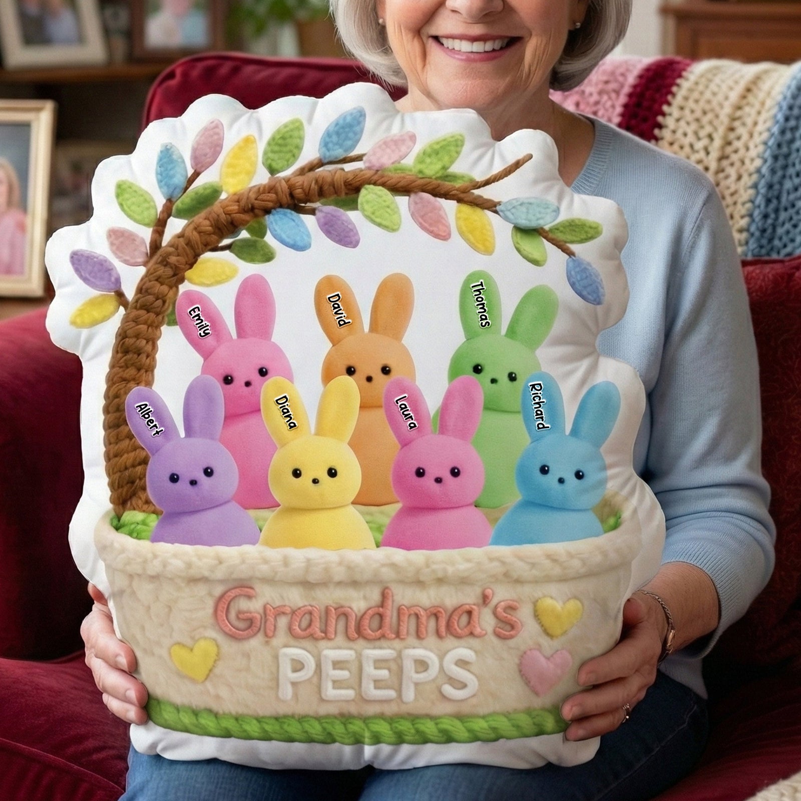 Grandma Peep Easter Custom Shape Pillow - Personalized Gifts For Grandma 05ohqn040226 - Pillow - GoDuckee