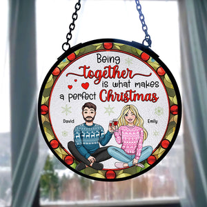 Personalized Gifts For Couple Stained Glass, A Perfect Christmas 06kaqn070824hh - Ornament - GoDuckee