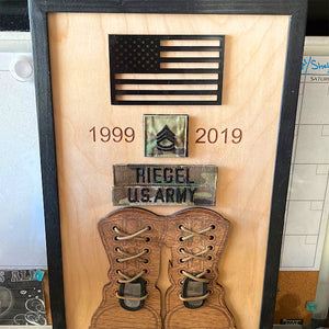 Personalized Gift For Veteran Wood Sign, Proud Military Display Plaque 04qhqn050924 - Wood Sign - GoDuckee