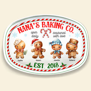 Nana's Baking Co - Personalized Resin Plate- Gingerbread Kids Plate- Gift For Grandma- Christmas Gift - Resin Plate - GoDuckee