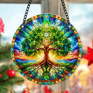 Personalized Gift For Family, Tree Family Suncatcher Ornament 60ACQN290824 - Ornament - GoDuckee