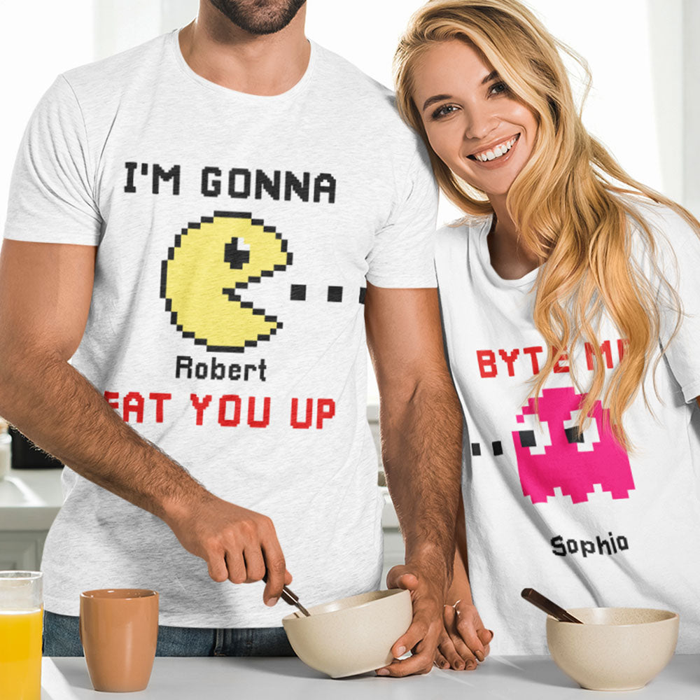 I'm Gonna Eat You Up, Couple Gift, Personalized Couple Shirt, Game Lover Couple Shirt 02HTPO030723 - Shirts - GoDuckee