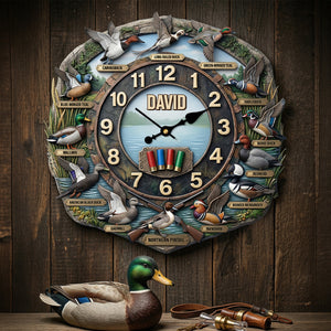 Duck Hunting Hanging Wall Clock - Personalized Gifts For Hunters 02hutn240326 - Hanging Wall Clock - GoDuckee