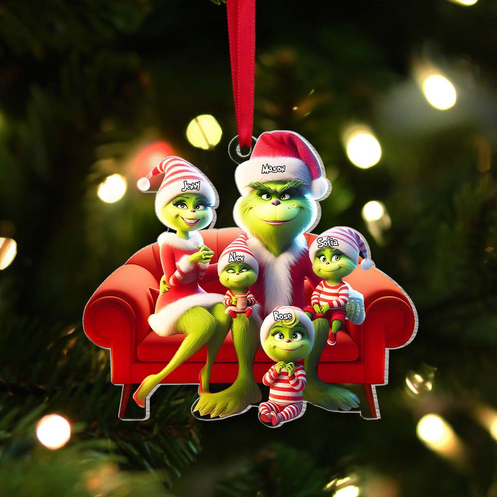 Personalized Gifts For Family, Green Monsters Christmas Acrylic Ornament 03OHMH151124