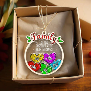 Personalized Christmas Gifts For Family, Family Is Tied Together With Heartstrings Ornament 02ACDT191024 - Ornament - GoDuckee