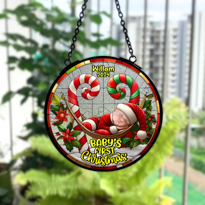 Custom Photo Gifts For Baby Stained Glass Christmas Santa 05xqpu280824 - Ornament - GoDuckee