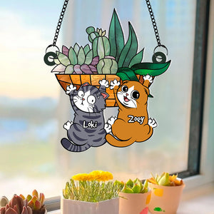 Personalized Gifts For Cat Lovers Suncatcher Window Hanging Ornament 03qhpu270424 - Ornaments - GoDuckee