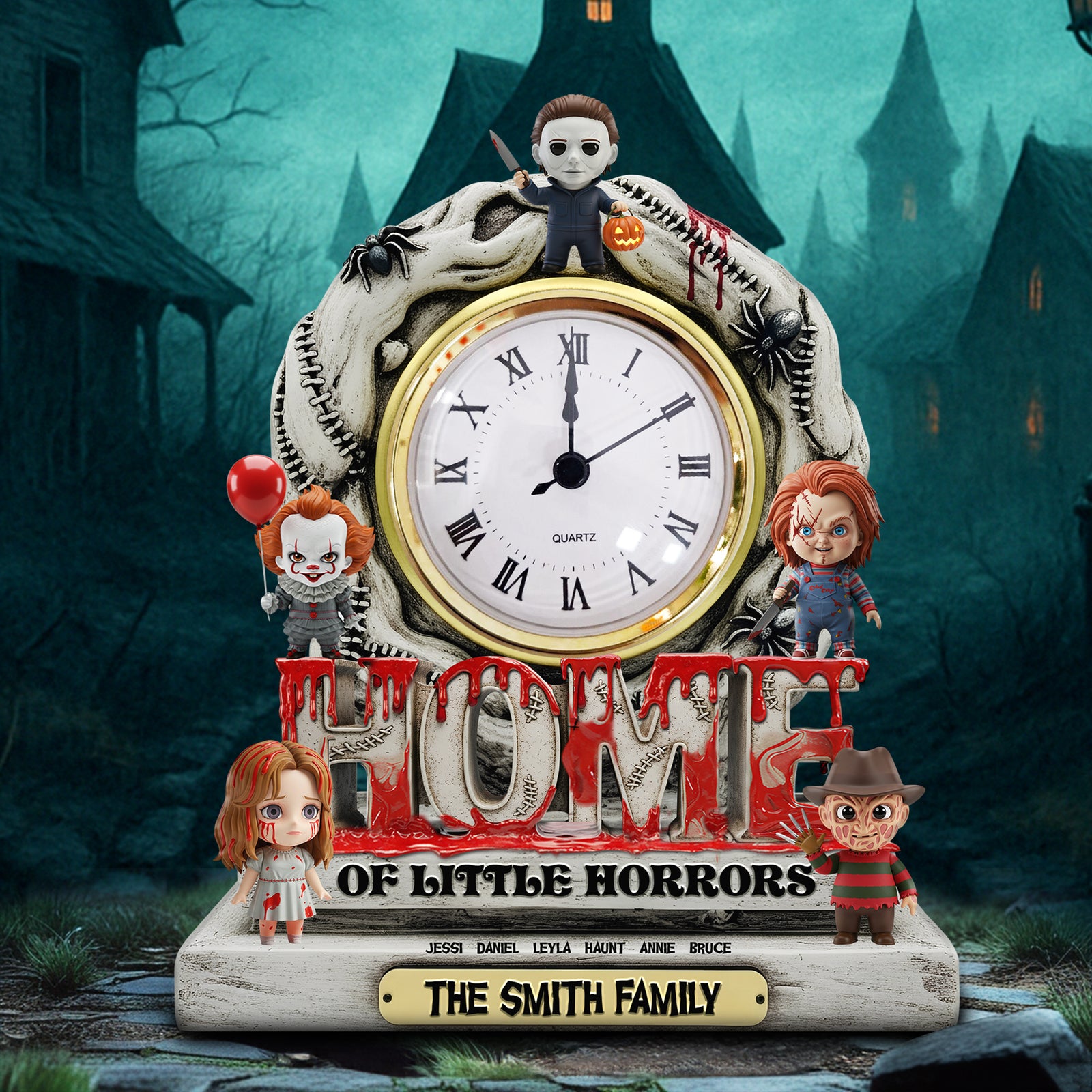 The Horror Family Desk Clock Plaque - Personalized Gifts For Family 02QHLU280525 - Clock Plaques - GoDuckee