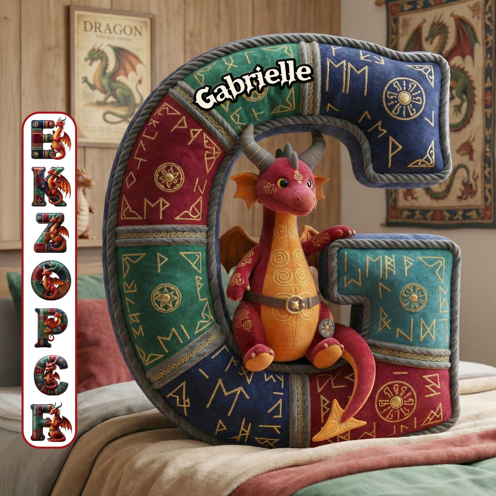 Mythical Initial Pillow Personalized Gifts 02PGMG051225 - Pillow - GoDuckee