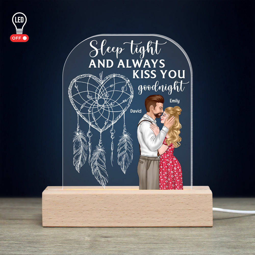 Sleep Tight And Always Kiss You- Personalized 3D Led Light- Couple Gift - Led Night Light - GoDuckee