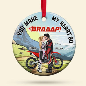 You Make My Heart Go, Personalized Ornament, Gifts For Motocross Couple - Ornament - GoDuckee