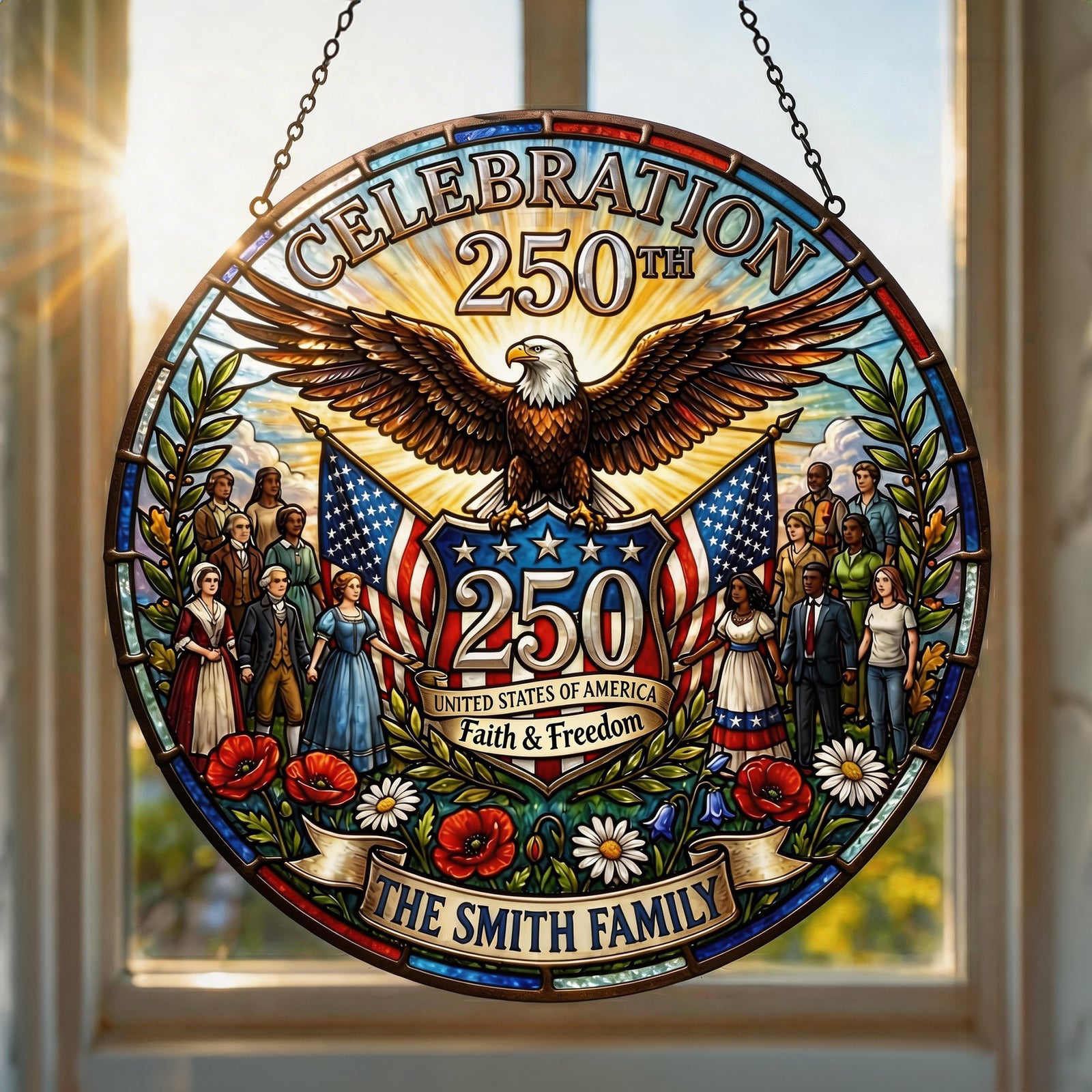 American 250th Celebration Suncatcher Ornament - Personalized Gifts For Patriots 04tylu260226 - Ornament - GoDuckee